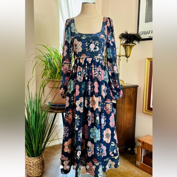 LA LIGNE Maria Square Neck balloon Long Sleeve Patchwork Floral - Picture 1 of 3